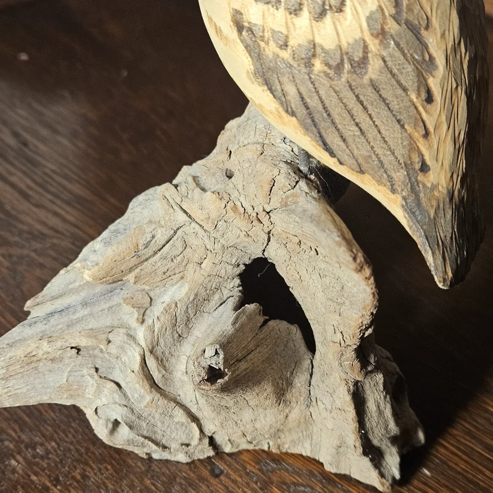 Handcrafted Drift Wood Bird Figurine - Brown